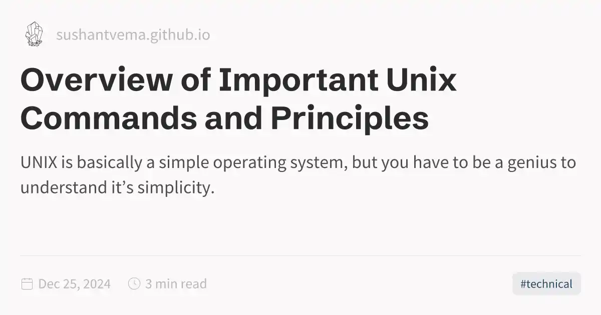 Overview of Important Unix Commands and Principles