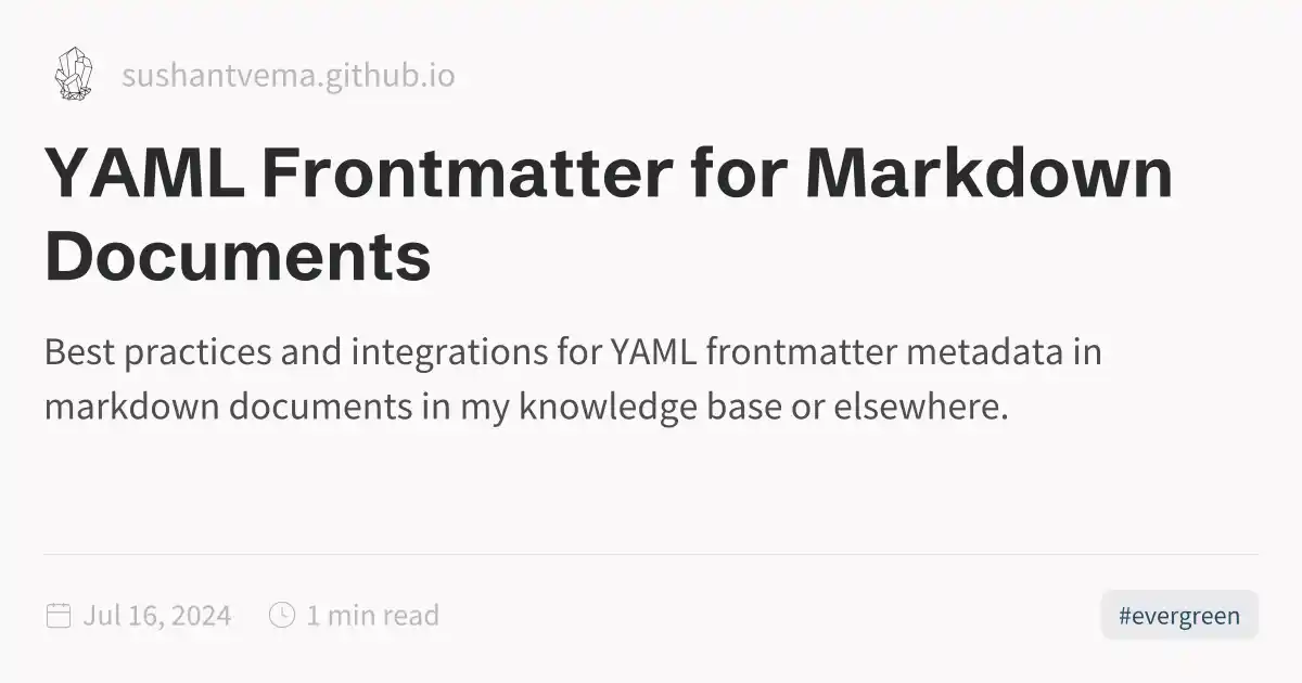 YAML Frontmatter for Markdown Documents